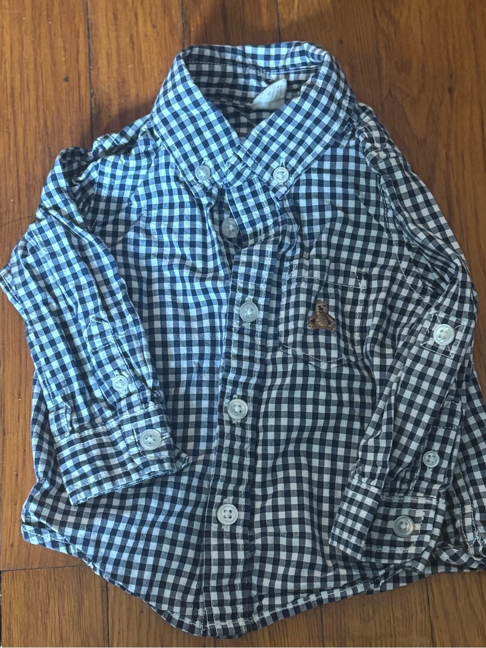GAP Navy and White Gingham Button-Down Shirt